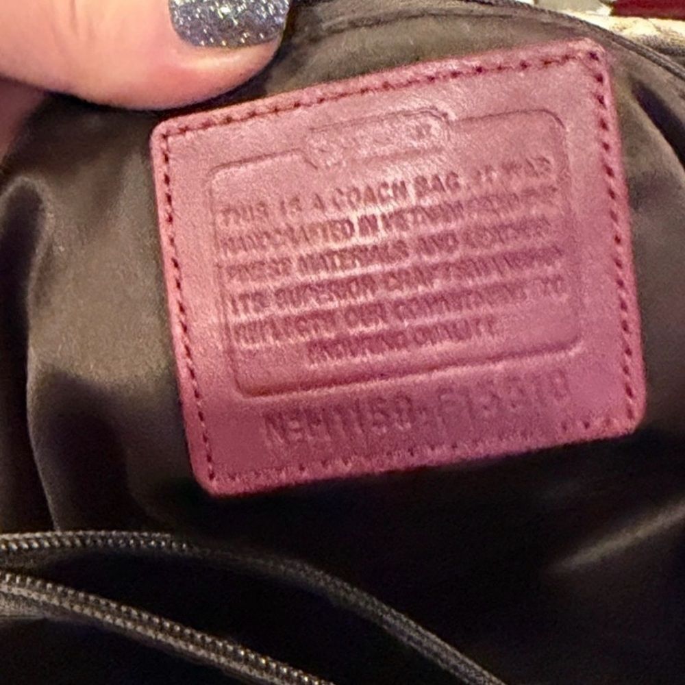 Coach Beige and Burgundy Shoulder Bag - Picture 5 of 10